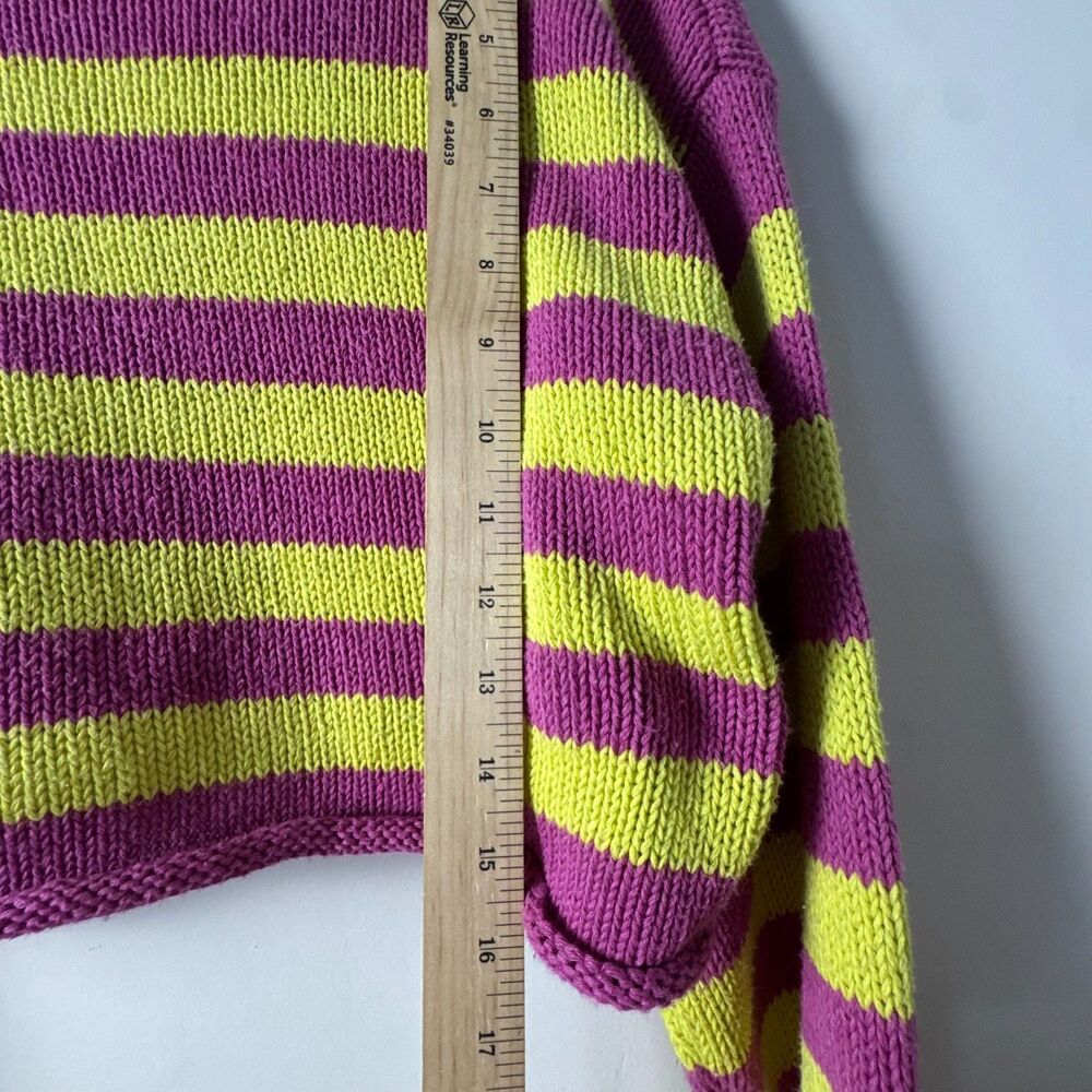 Zara Cropped Striped Sweater Pink Yellow Knit Pullover Y2K Size S - Picture 5 of 7